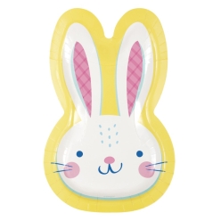 Kids Fun Easter Bunny Shaped Plates - 8 PK